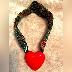 Vintage ceramic heart scarf necklace